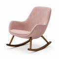 Silla mecedora de madera con tapizado de poliéster rosa