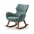 Silla mecedora de tela con patas de madera