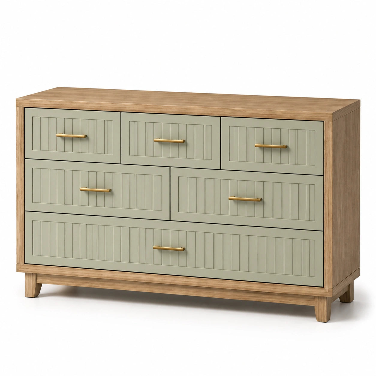Cómoda de Madera y MDF con 6 Cajones Verde Salvia
