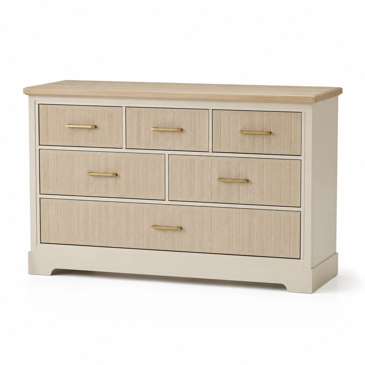 Cajonera de Madera con 6 Cajones Beige y Natural