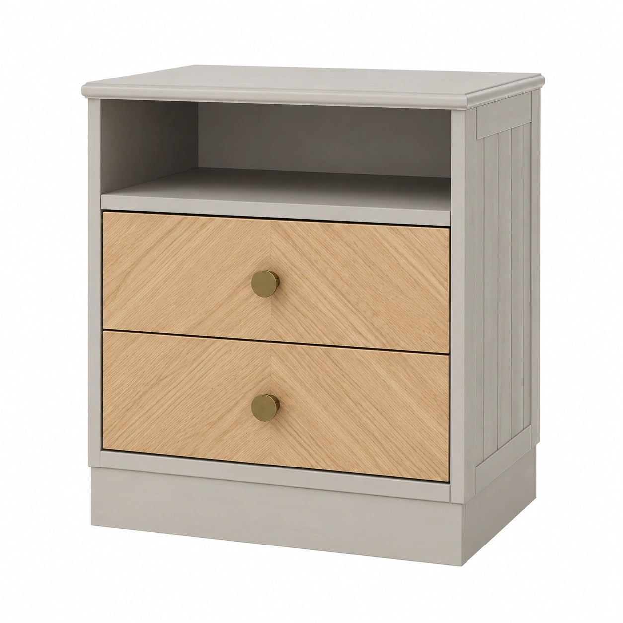Mesita de Noche de Madera con Cajones Beige y Roble