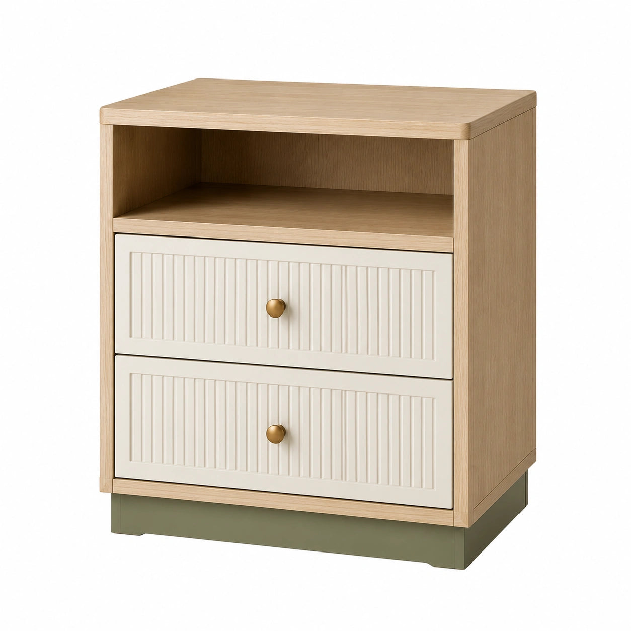 Mesita de Noche de Madera y MDF con 2 Cajones