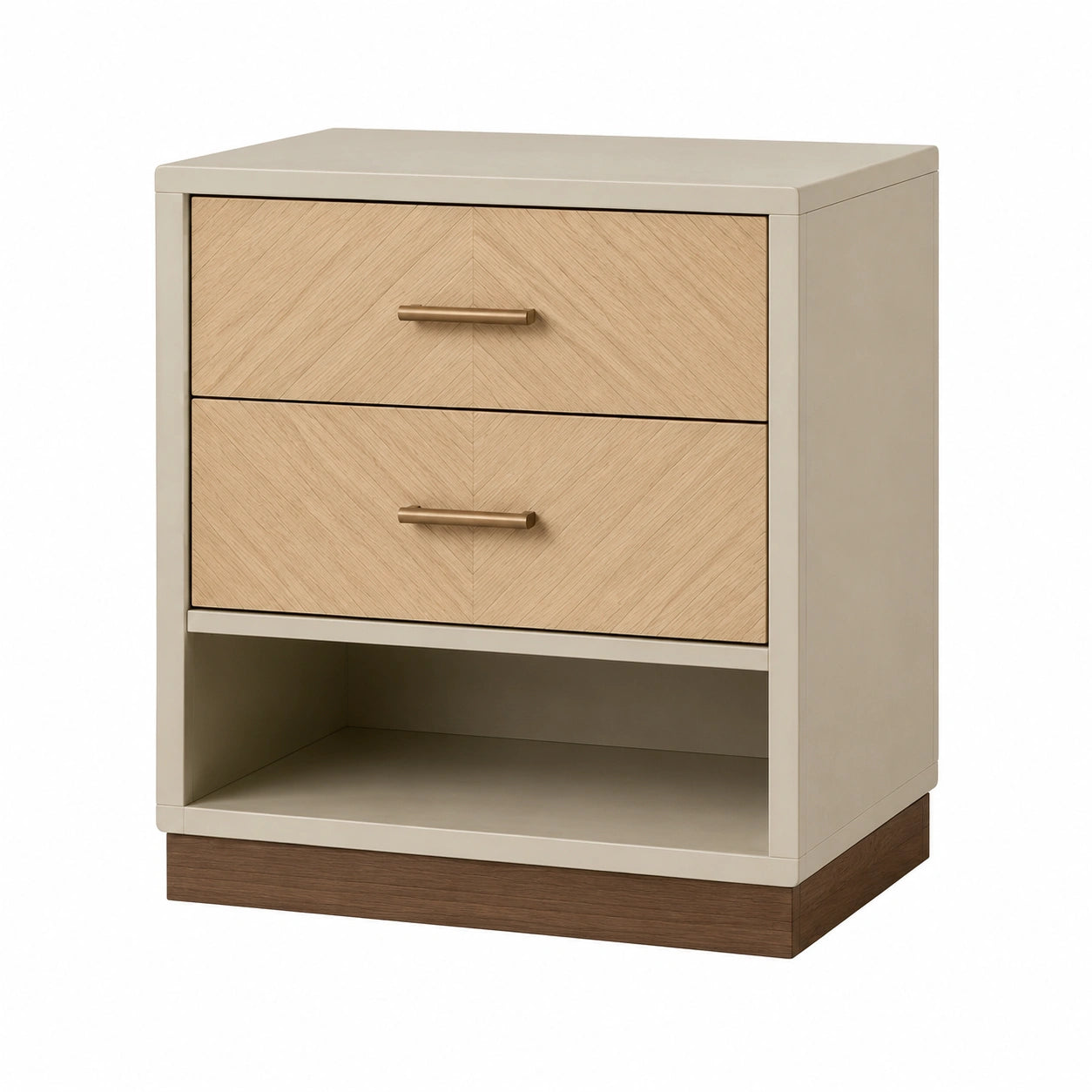 Mesita de Noche de Madera MDF Beige y Roble con 2 Cajones
