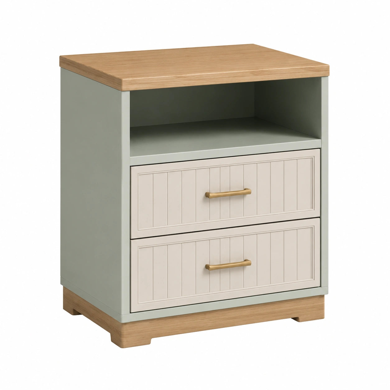 Mesita de Madera MDF con 2 Cajones y Compartimento Abierto