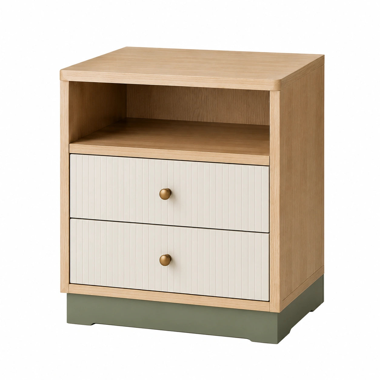 Mesita de Noche de Madera y MDF con 2 Cajones