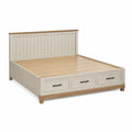 Cama de madera con almacenamiento y 3 cajones color Crema 200 cm x 160 cm