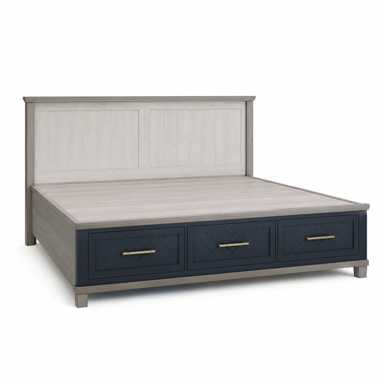 Cama de Madera con Cajones de Almacenamiento, Gris y Azul