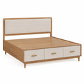 Cama de Madera de Roble con Cabecero de Poliéster y Cajones