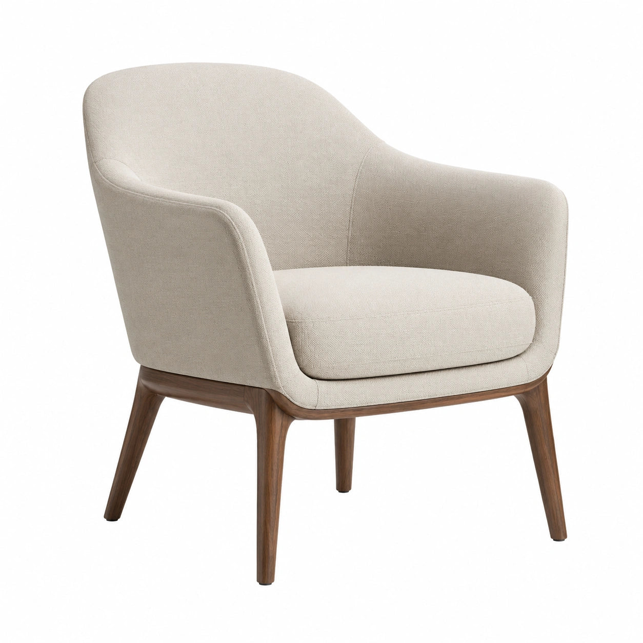 Sillón de Tela Beige con Patas de Madera de Nogal, 80x75x70 cm