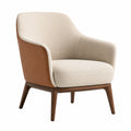 Sillón de Tela Beige con Estructura de Madera