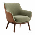 Sillón de Tela y Cuero con Patas de Madera