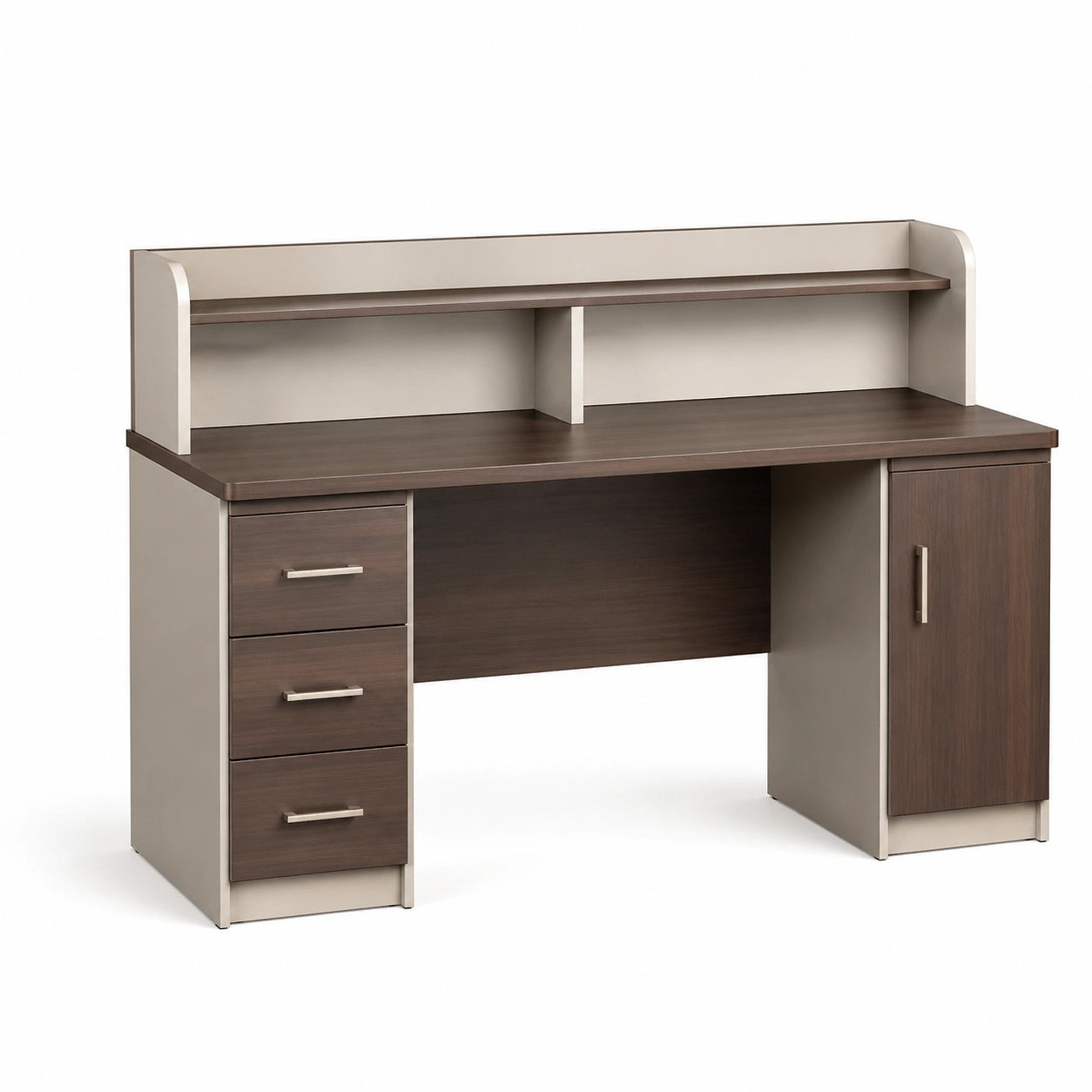 Escritorio de MDF con Cajones y Repisa Marrón Beige 120x50x75 cm