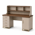 Escritorio de melamina con estantería y gabinete 120cm Beige/Marrón