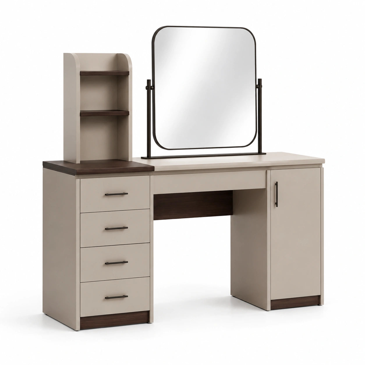 Tocador de MDF con Espejo y Almacenamiento Beige/Marrón