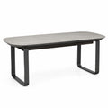 Mesa de comedor rectangular de madera contrachapada y metal