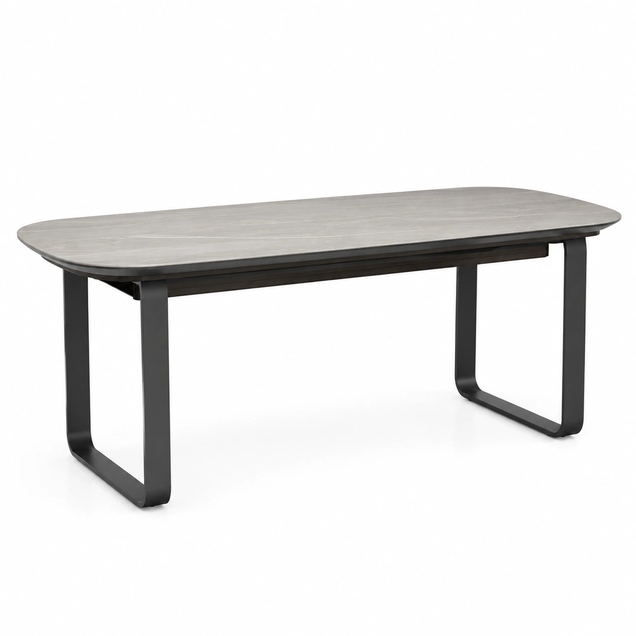 Mesa de comedor rectangular de madera contrachapada y metal