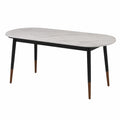 Mesa de comedor de mármol y metal con acabado en madera 180x90 cm