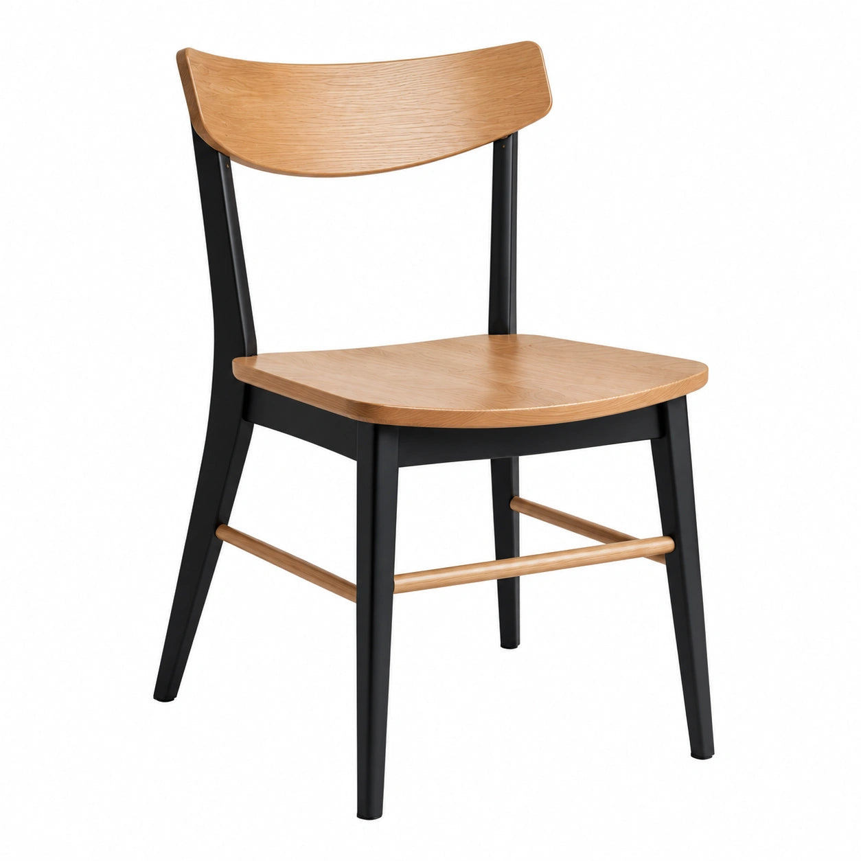Silla de Madera y Metal Negro con Acabado de Haya
