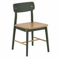 Silla de madera de roble y metal verde