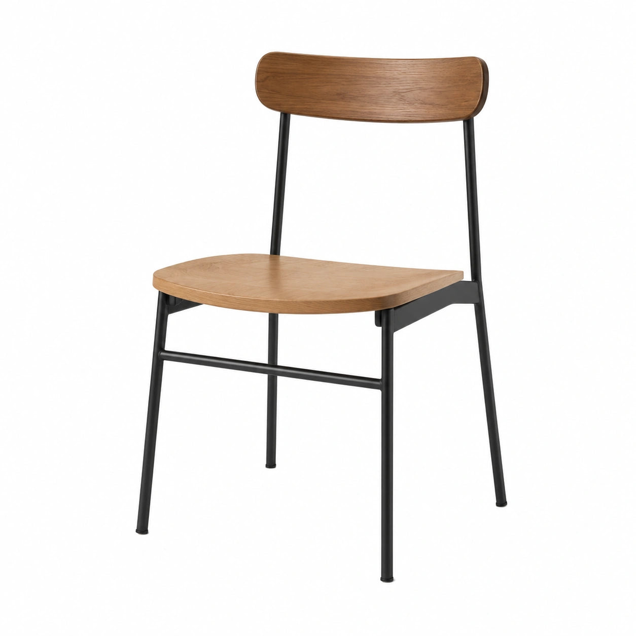 Silla de comedor de madera y metal Marrón/Negro 45x46x80 cm