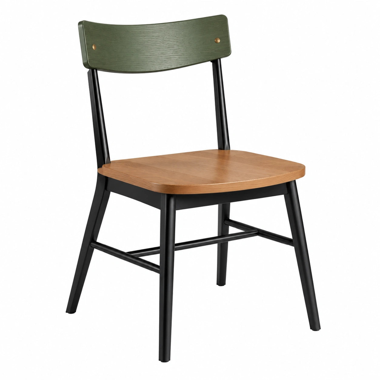 Silla de Madera y Metal con Respaldo Verde