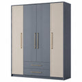 Armario de MDF con 4 puertas y 2 cajones Azul y Beige 200x180x60 cm