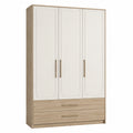 Armario de Tres Puertas de Madera Beige con Cajones