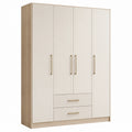 Armario de 4 puertas y cajones en madera y color crema
