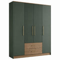Armario de Panel MDF con 4 Puertas y 2 Cajones Verde Oscuro 200x150x60 cm