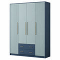 Armario de Madera MDF con 3 Puertas y 2 Cajones Azul