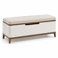 Banco de almacenamiento de lino y madera 120x40x45 cm