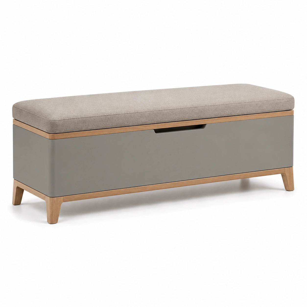 Banco de almacenamiento de madera con asiento de poliéster