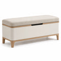 Banco de almacenamiento de madera y lino beige