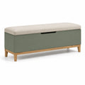 Banco de almacenamiento verde oliva con patas de madera 120x40x45 cm